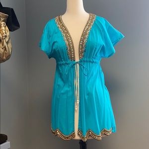Blue beaded coverup